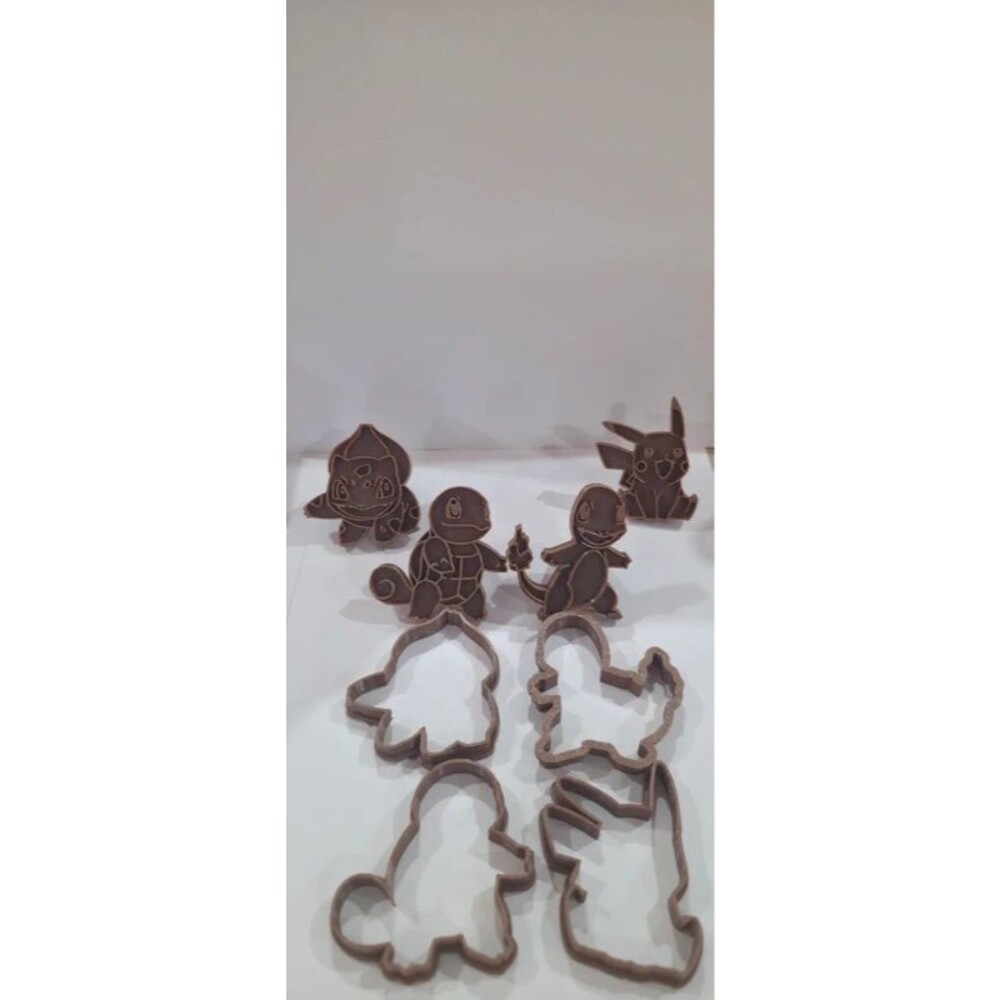Pokemon 3 inch cookie cutters with stamps and handles 3d printed